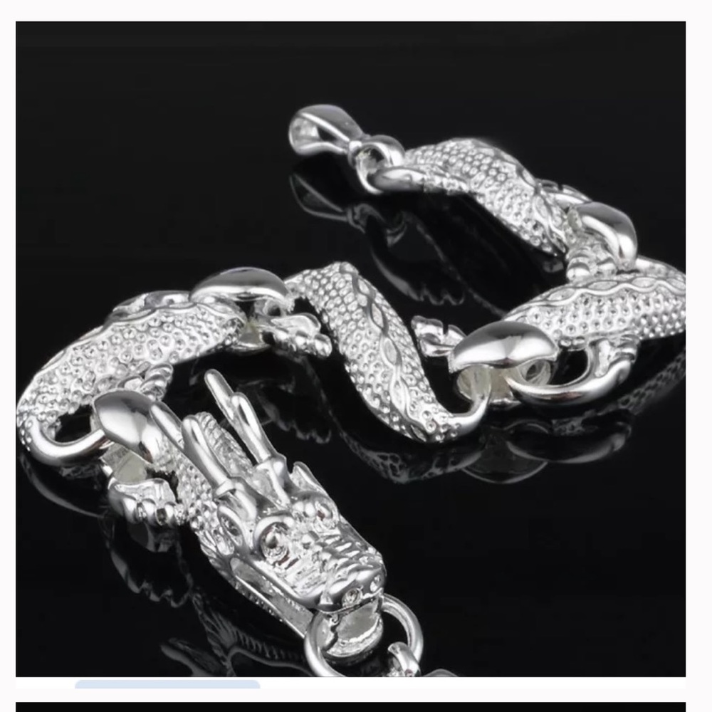 SOLID .925 🐉 STERLING SILVER DRAGON 🐉 BRACELET